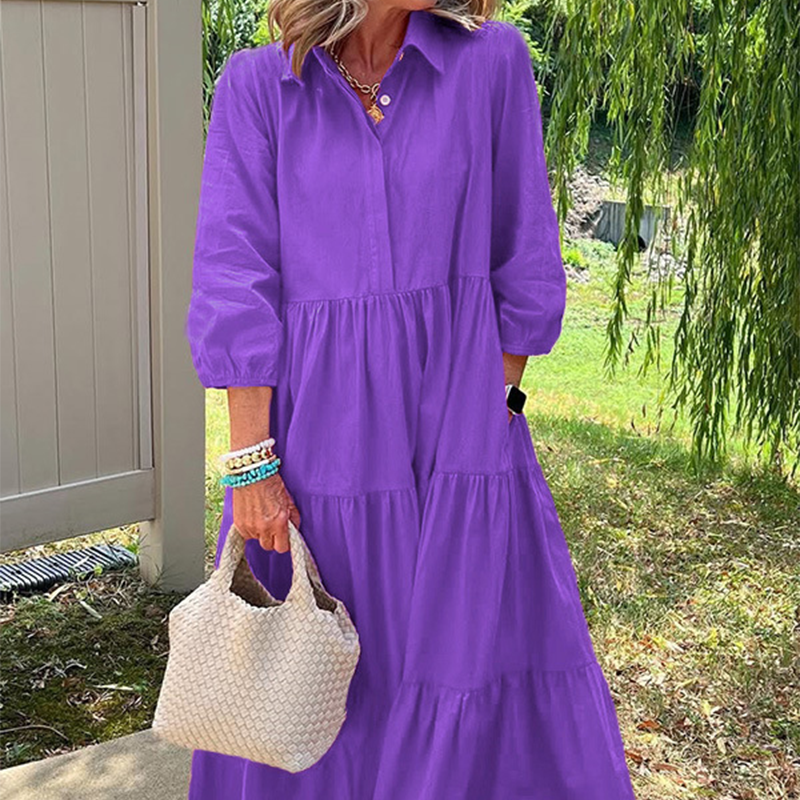 Γυναικείο φόρεμα με φαρδιά γραμμή μέχρι τον αστράγαλο και πέτα-GR