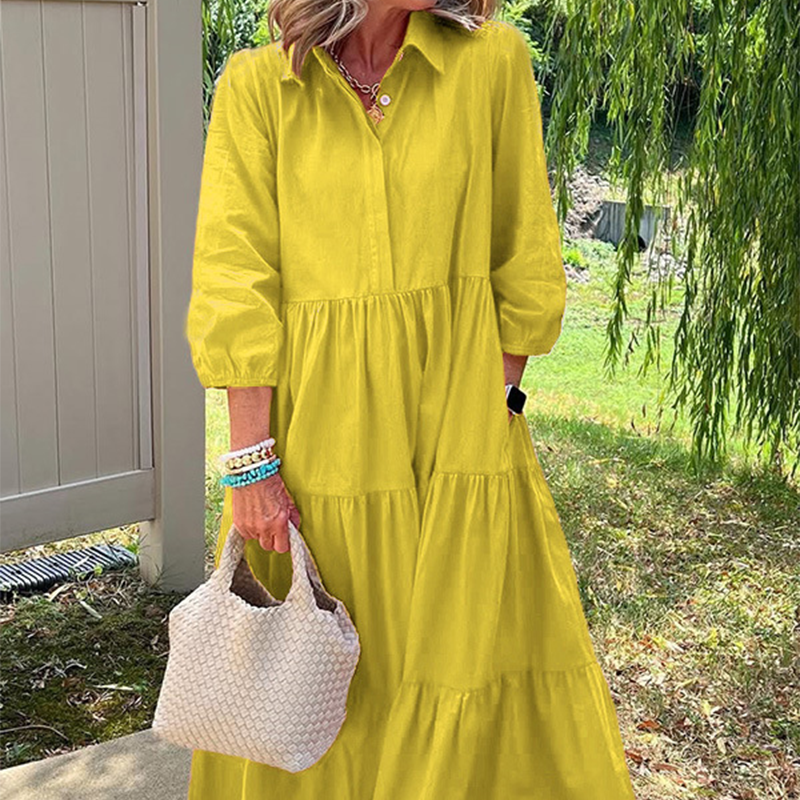 Γυναικείο φόρεμα με φαρδιά γραμμή μέχρι τον αστράγαλο και πέτα-GR