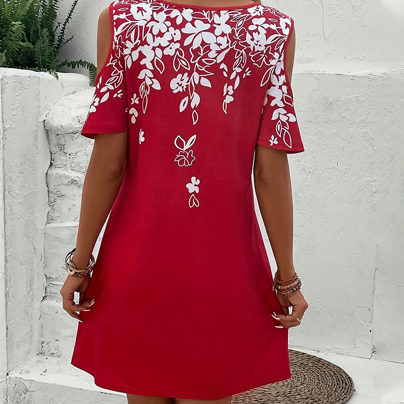 🌼【S-2XL】Gėlių rašto midi suknelė su iškirptomis rankovėmis-LT