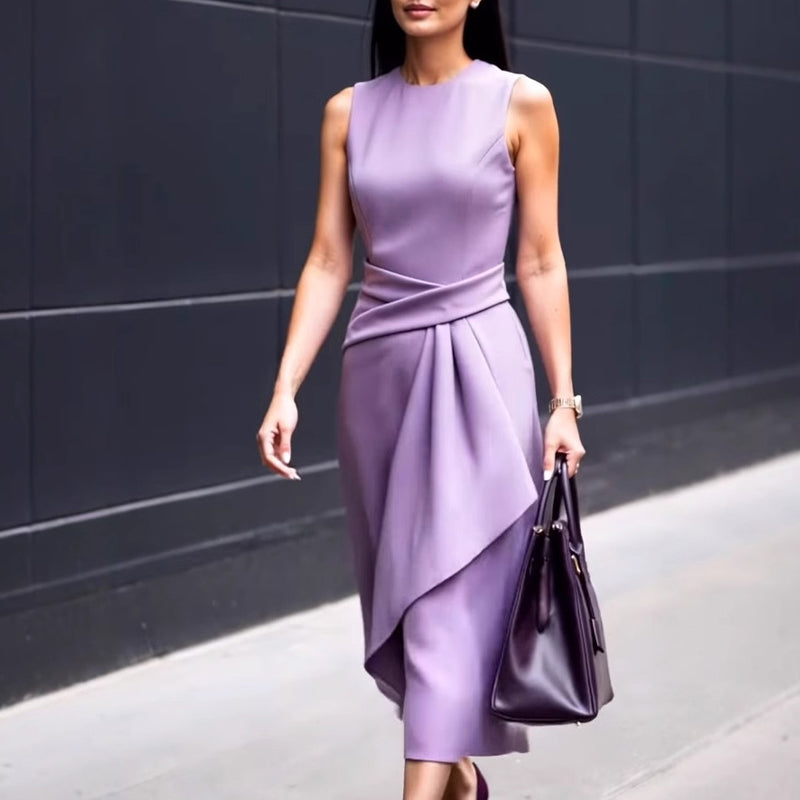 Γυναικείο φόρεμα με στρογγυλή λαιμόκοψη-GR