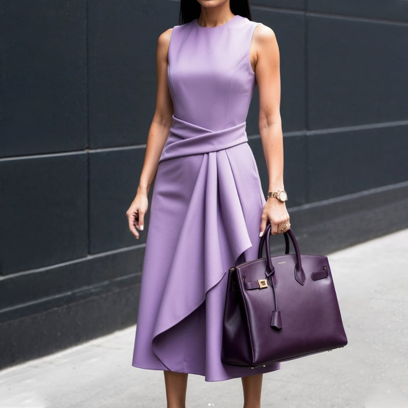 Ženska obleka z okroglim izrezom-SI