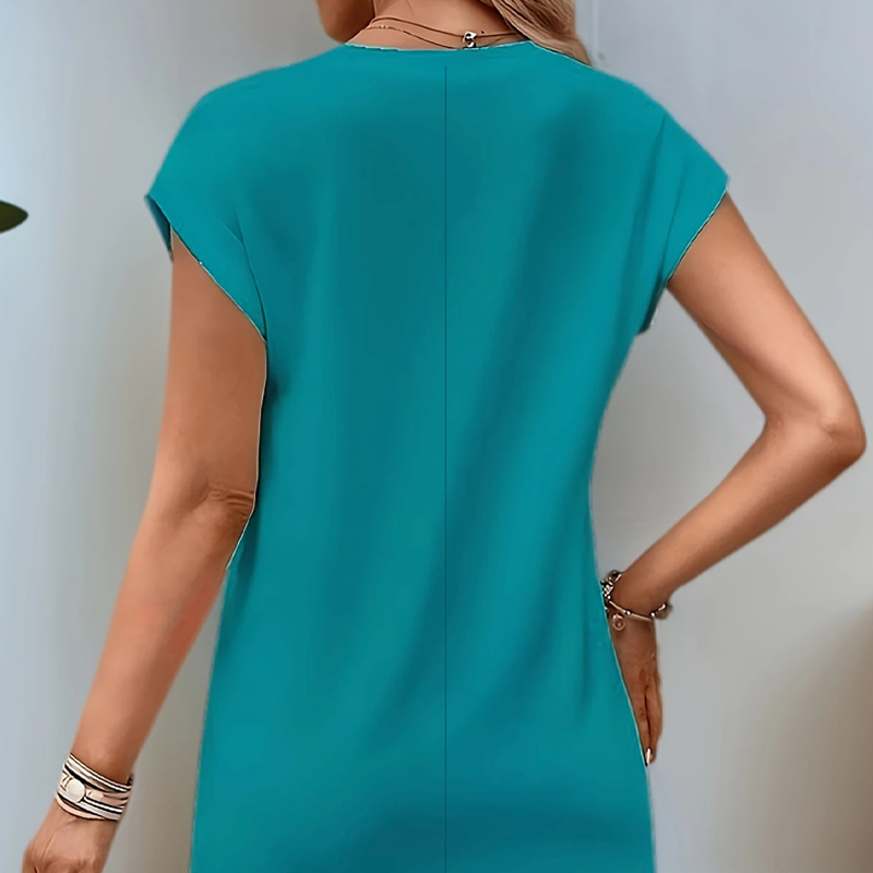 Φόρεμα σε Α γραμμή με στρογγυλή λαιμόκοψη και αδυνάτισμα σε μονόχρωμο χρώμα-GR