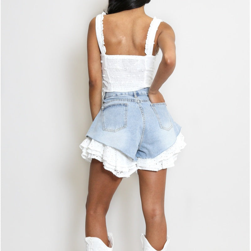 ✨Nėriniuoti vasariniai džinsiniai šortai moterims-LT