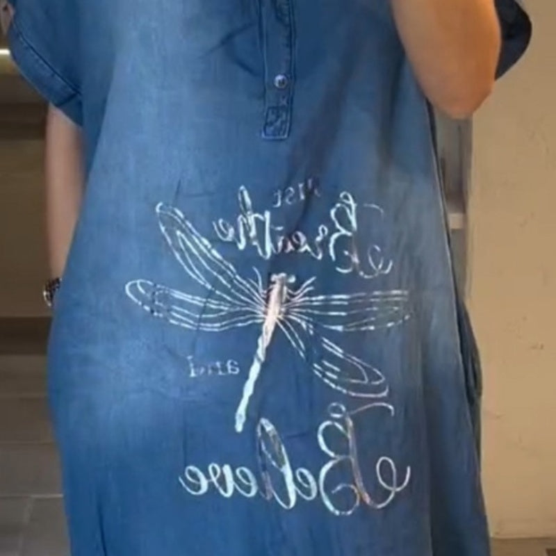 💖Lengva, laisvalaikio stiliaus suknelė su V formos iškirpte-LT