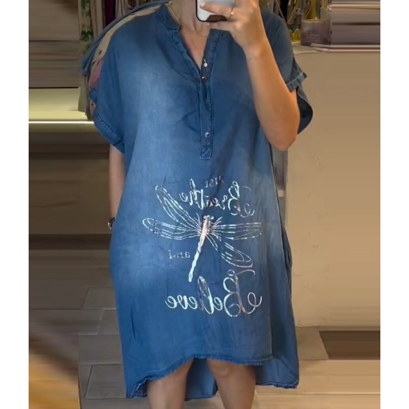 💖Lahka, ležerna obleka z V-izrezom-SI