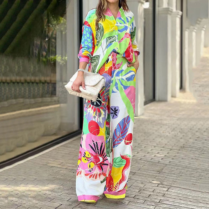 💖Γυναικείο σετ δύο τεμαχίων με casual, έντονο σχέδιο-EL