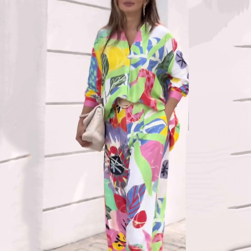💖Γυναικείο σετ δύο τεμαχίων με casual, έντονο σχέδιο-EL