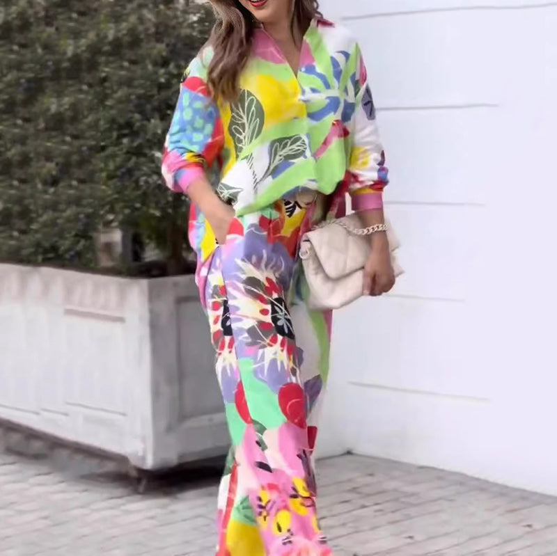💖Γυναικείο σετ δύο τεμαχίων με casual, έντονο σχέδιο-EL