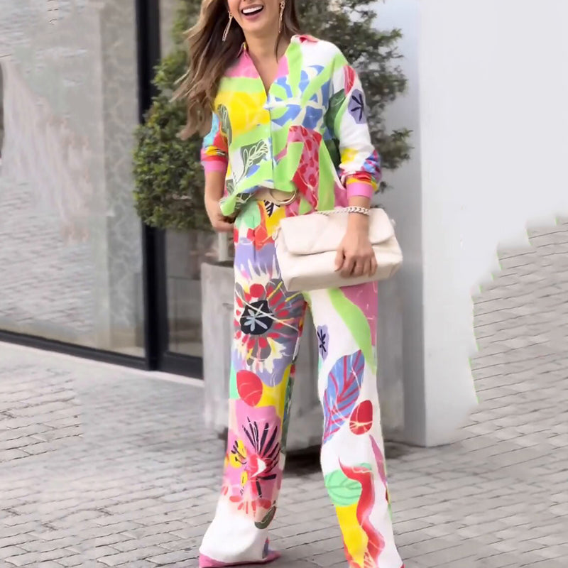 💖Γυναικείο σετ δύο τεμαχίων με casual, έντονο σχέδιο-EL