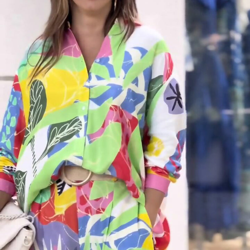 💖Γυναικείο σετ δύο τεμαχίων με casual, έντονο σχέδιο-EL