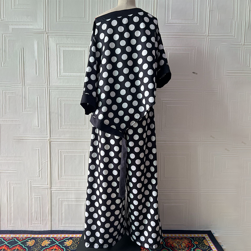 Σετ 2 τεμαχίων: oversized τοπ και παντελόνι με φαρδιά μπατζάκια για γυναίκες-GR