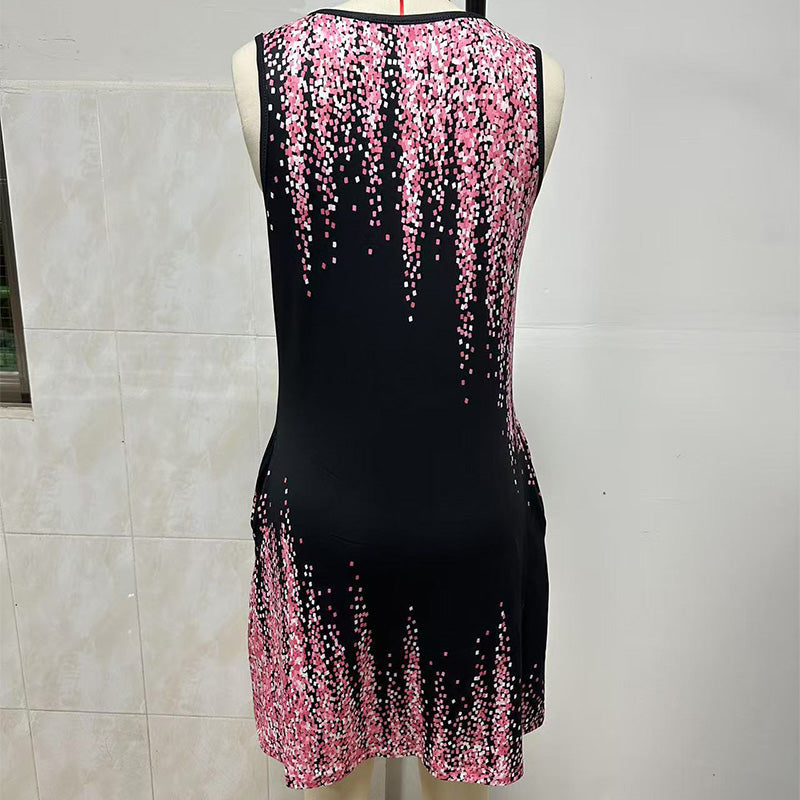 ✨Μοντέρνο, αμάνικο γυναικείο φόρεμα με στάμπα🦋-GR