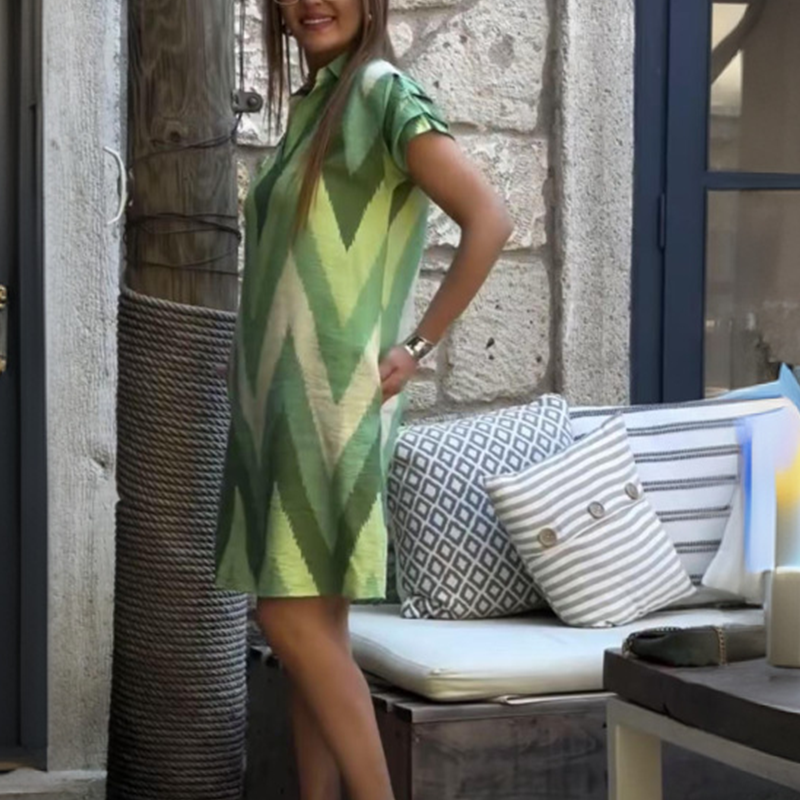 Žavingos moteriškos raštuotos suknelės su laisvu kirpimu-LT