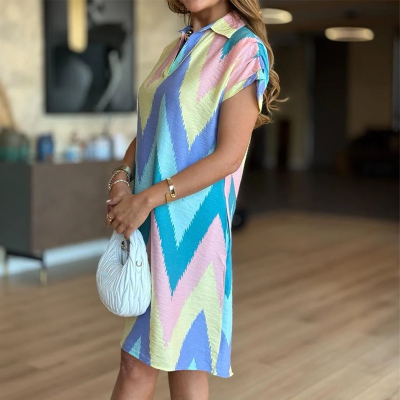 Žavingos moteriškos raštuotos suknelės su laisvu kirpimu-LT