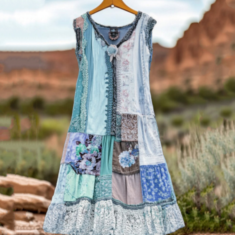 🔥 Vintažinio stiliaus gėlėta suknelė be rankovių moterims 🍃👗-LT