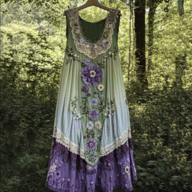 🔥 Vintažinio stiliaus gėlėta suknelė be rankovių moterims 🍃👗-LT