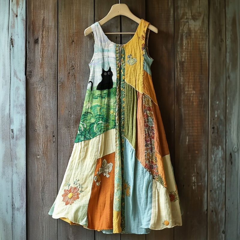 🔥 Ženska obleka brez rokavov s cvetličnim potiskom vintage 🍃👗-SI