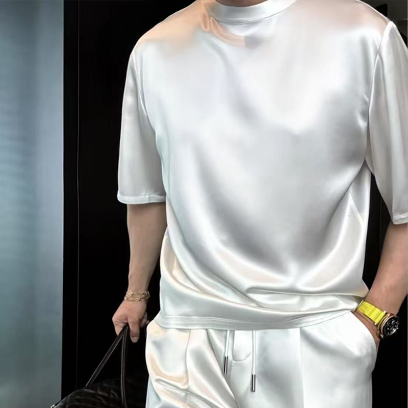 Ανδρική casual μονόχρωμη μπλούζα και βερμούδα δύο τεμαχίων-GR