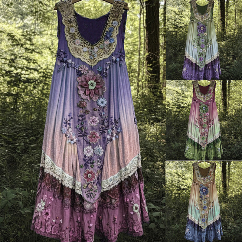 Φόρεμα μίντι με τρισδιάστατη εκτύπωση και λαιμόκοψη U-GR