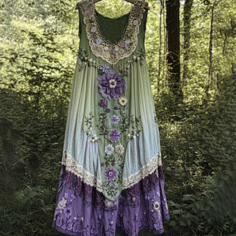 Φόρεμα μίντι με τρισδιάστατη εκτύπωση και λαιμόκοψη U-GR