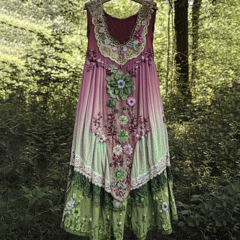 Φόρεμα μίντι με τρισδιάστατη εκτύπωση και λαιμόκοψη U-GR