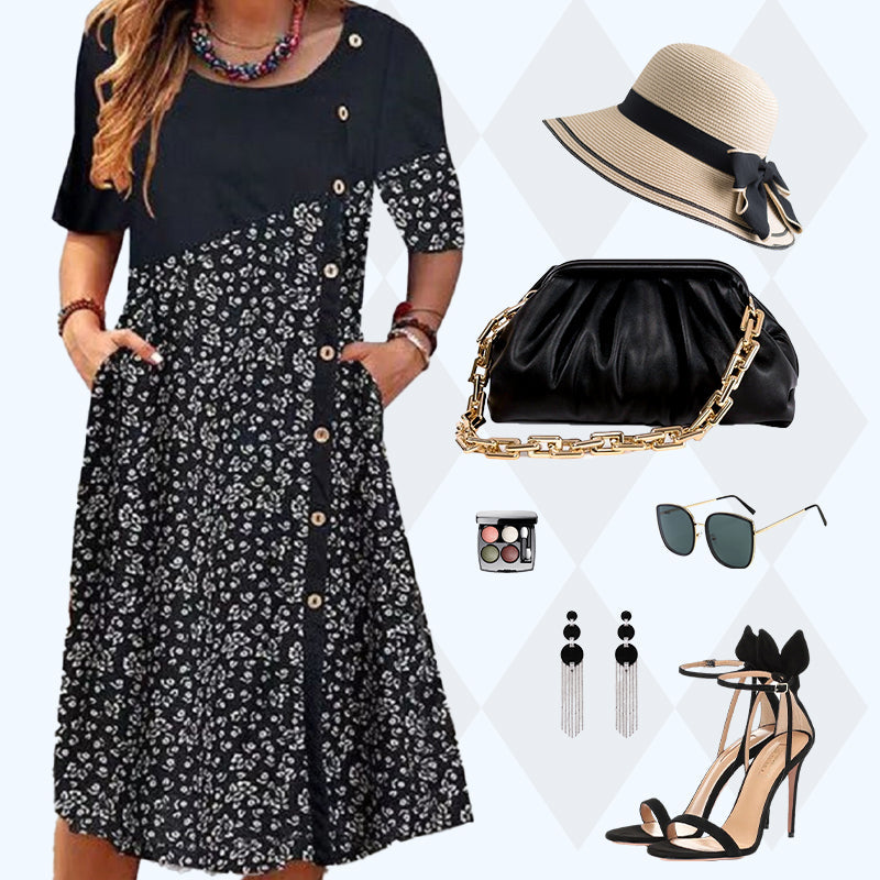 Ženske bombažne obleke z vintage potiskom-SI