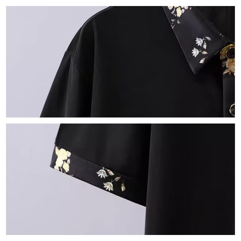 Ανδρικό κοντομάνικο πουκάμισο με στάμπα-GR