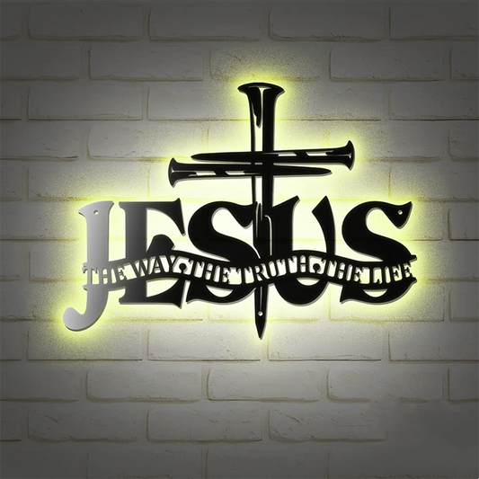 Μεταλλική διακόσμηση τοίχου με σταυρό και αλήθεια-GR