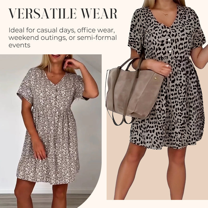 【S-3XL】🌸Trumpų rankovių gėlėta suknelė-LT