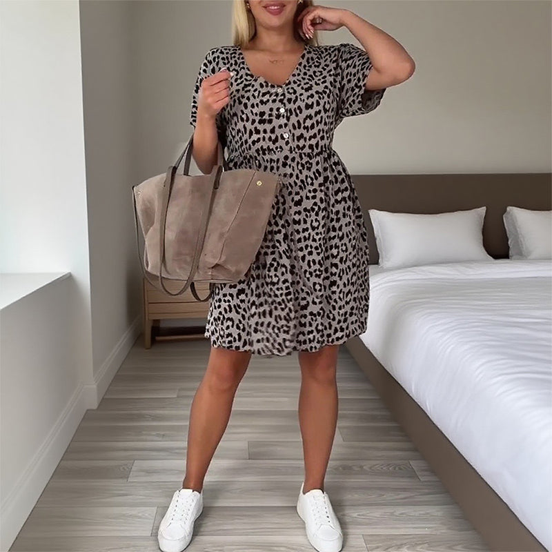 【S-3XL】🌸Trumpų rankovių gėlėta suknelė-LT