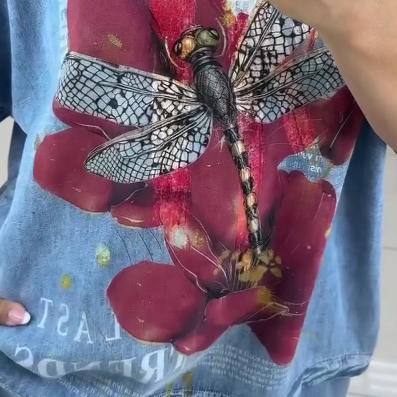 Ženski komplet s potiskom, top in hlače-SI