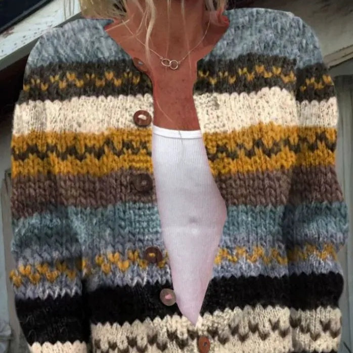 Γυναικεία παλτό με τύπωμα, κλείσιμο με κουμπιά, ανοιχτό μπροστά-GR