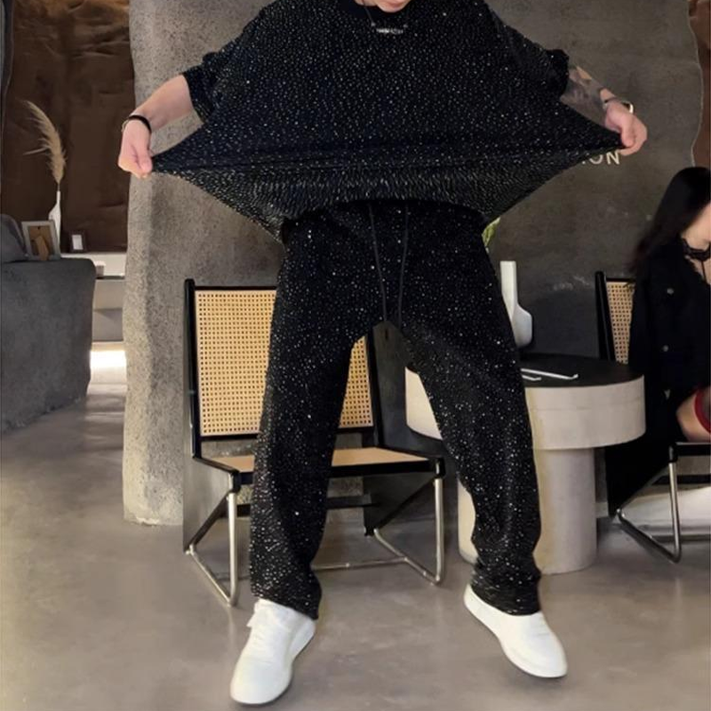 💖 Νέο σχέδιο για το 2025 ✨Ανδρικό σετ δύο τεμαχίων: κοντομάνικο μπλουζάκι και φαρδύ παντελόνι-GR