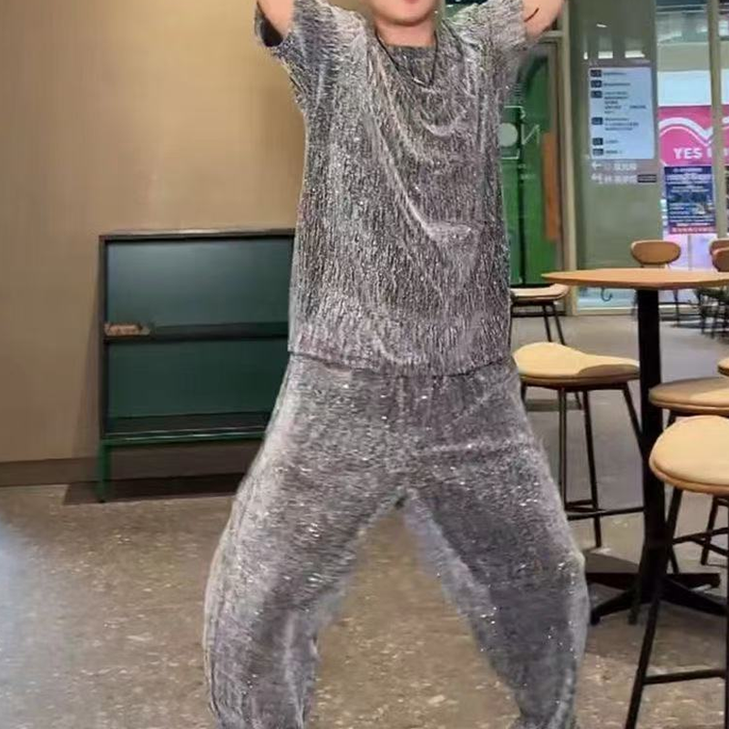 💖 Νέο σχέδιο για το 2025 ✨Ανδρικό σετ δύο τεμαχίων: κοντομάνικο μπλουζάκι και φαρδύ παντελόνι-GR