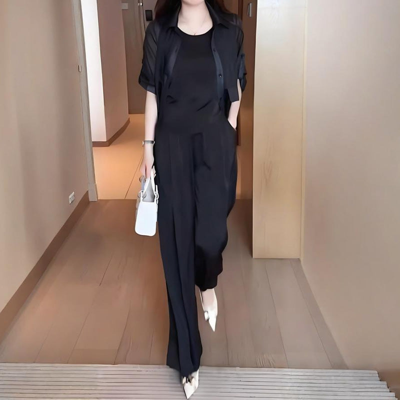 Ženski 3-delni komplet: majica, telovnik in hlače-SI