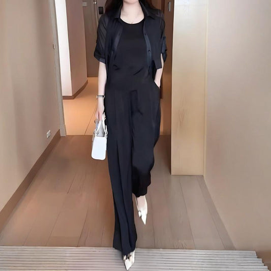 Γυναικείο σετ 3 τεμαχίων: πουκάμισο, γιλέκο και παντελόνι-GR