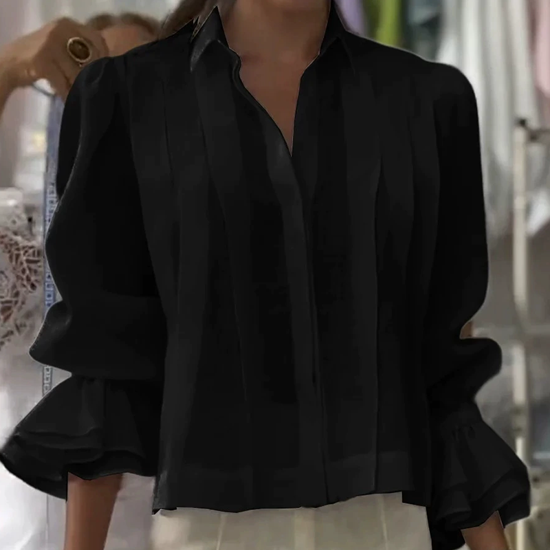 【S-3XL】✨🌼Κομψό πουκάμισο με βολάν και πλισέ σχέδιο-GR