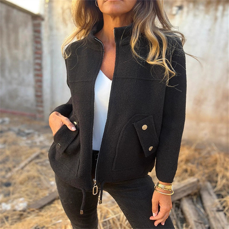 🧥 Casual μπουφάν με ψηλό γιακά και φερμουάρ-GR