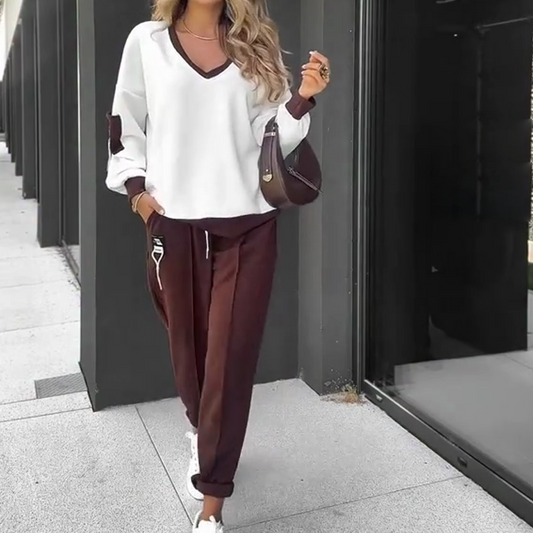 🍂 Σετ με μακριά μανίκια και φόρμα σε χρωματικό συνδυασμό-GR