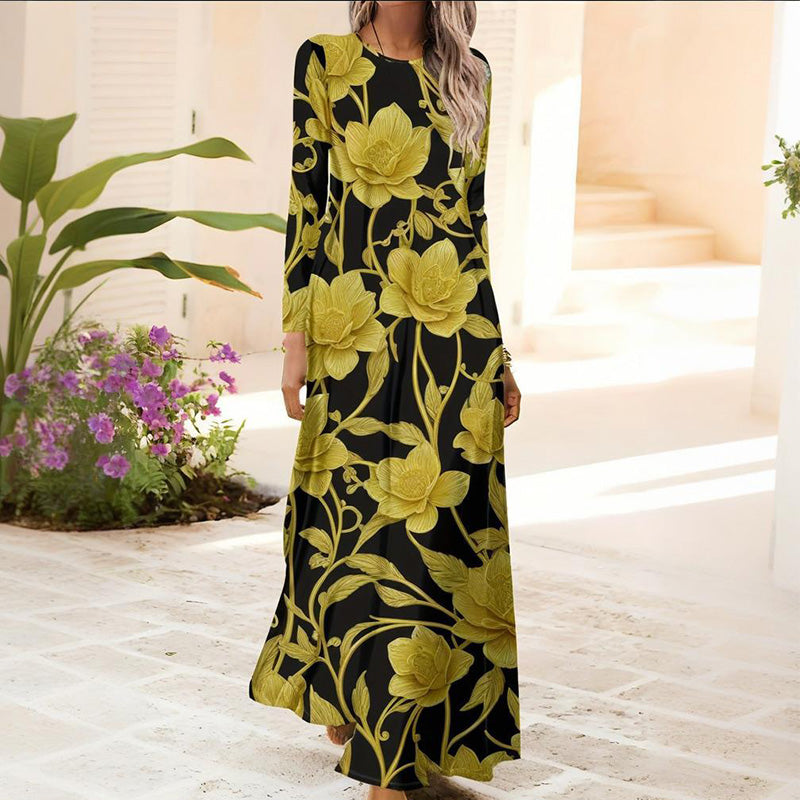 Γυναικείο φόρεμα με μακριά μανίκια και 3D εκτύπωση-GR