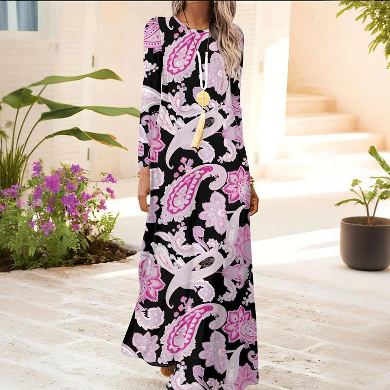 Γυναικείο φόρεμα με μακριά μανίκια και 3D εκτύπωση-GR