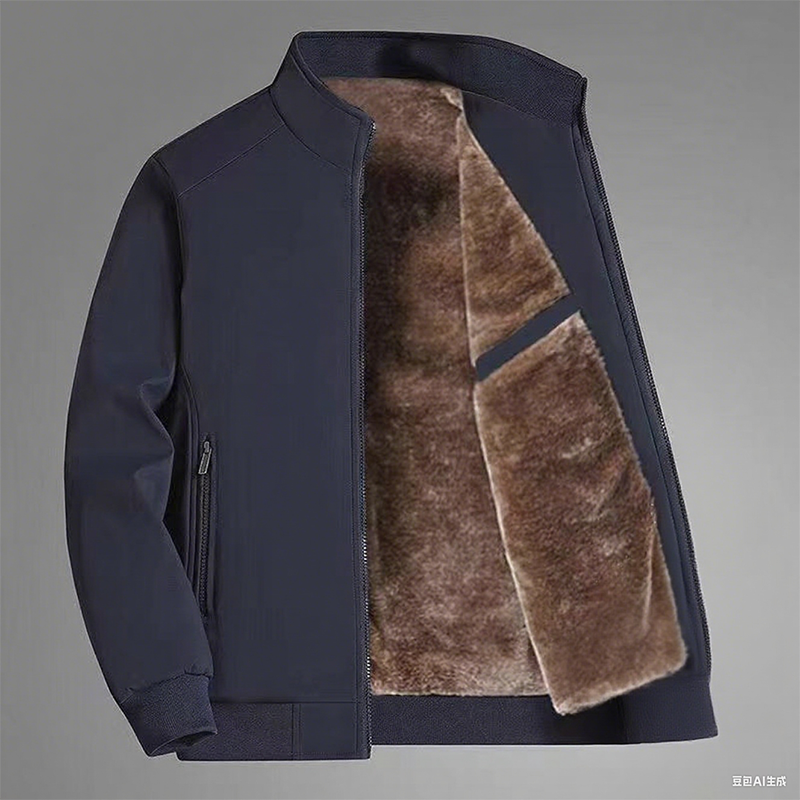 Μονόχρωμο ανδρικό ζεστό μπουφάν με φερμουάρ -💪Αντιρυτιδικό, αντιανεμικό, βρόχο και χιόνι!-GR