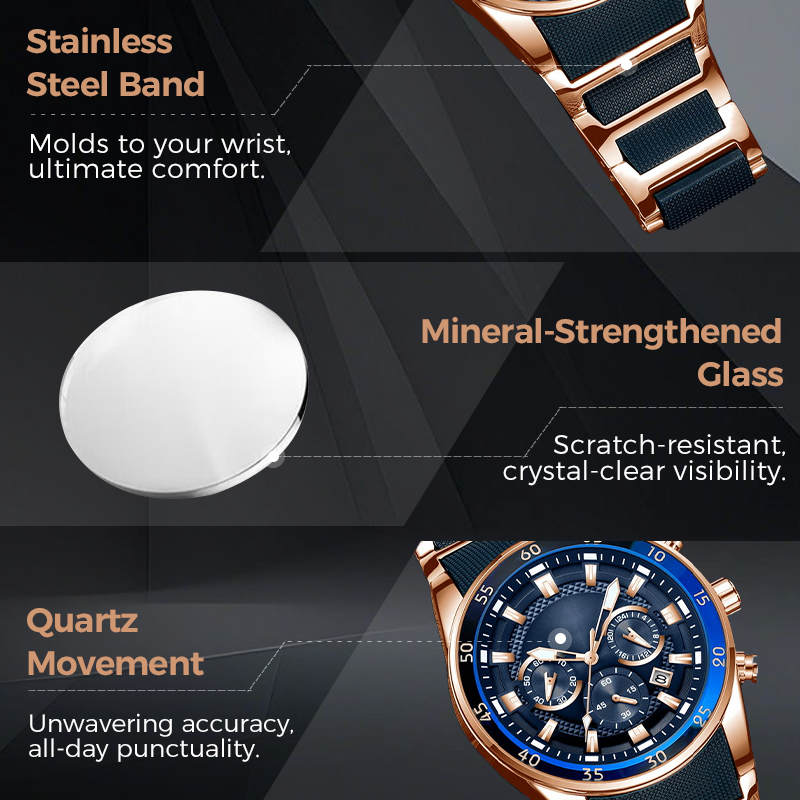 🎁 Ανδρικό αδιάβροχο πολυλειτουργικό ρολόι quartz⌚-GR