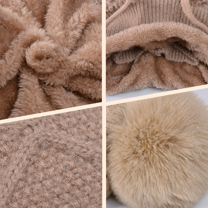 🔥Νέα προσφορά – κομψό, χοντρό πλεκτό χειμωνιάτικο καπέλο – με ζεστή μάσκα προσώπου και κασκόλ-GR