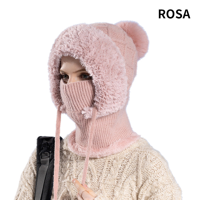 🔥Νέα προσφορά – κομψό, χοντρό πλεκτό χειμωνιάτικο καπέλο – με ζεστή μάσκα προσώπου και κασκόλ-GR