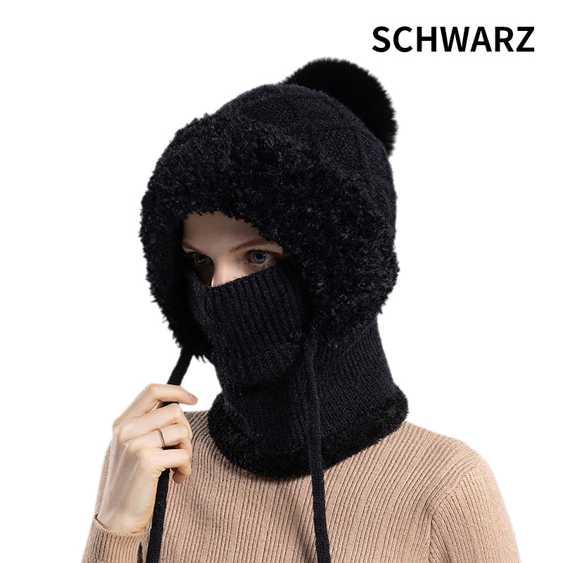 🔥Νέα προσφορά – κομψό, χοντρό πλεκτό χειμωνιάτικο καπέλο – με ζεστή μάσκα προσώπου και κασκόλ-GR