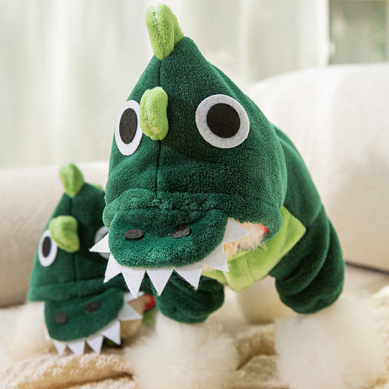 Tople žametne pajac s kapuco in motivom dinozavra-SL