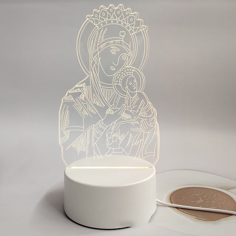 🌙 Mir in vera v eni luči – 3D nočna svetilka z Jezusom-SI