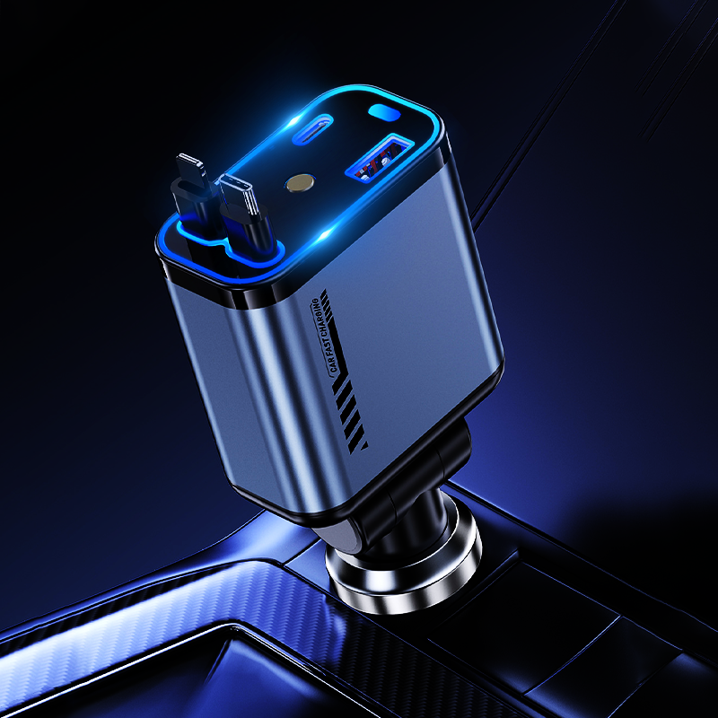 📱 Večnamenski avtomobilski polnilnik s hitrim polnjenjem in zložljivim kablom | Združljiv z vsemi pametnimi telefoni-GR