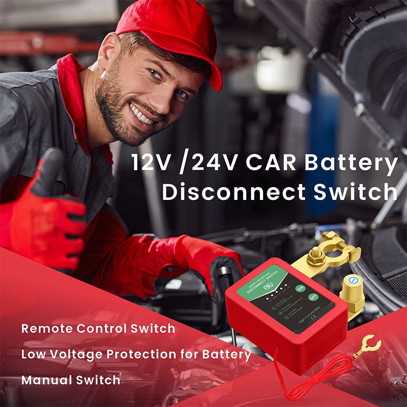 🚗⚡Odklopno stikalo za avtomobilski akumulator 12V/24V z daljinskim upravljalnikom🔋-GR